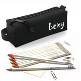 Black Block Style Pencil Case with Pencils