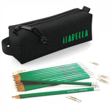 Black Block Style Pencil Case with Pencils