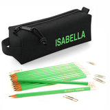 Black Block Style Pencil Case with Pencils