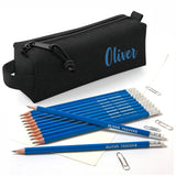 Black Block Style Pencil Case with Pencils