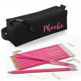 Black Block Style Pencil Case with Pencils