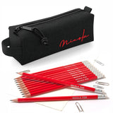 Black Block Style Pencil Case with Pencils