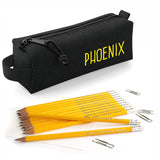 Black Block Style Pencil Case with Pencils