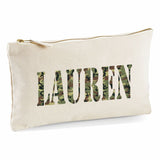 Camouflage Print Canvas Pencil Case with Pencils