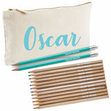 Canvas Pencil Case with 12 Colouring Pencils and 2HB Pencils