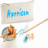 Canvas Pencil Case with 12 Colouring Pencils and 2HB Pencils