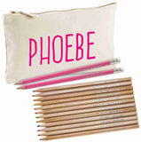Canvas Pencil Case with 12 Colouring Pencils and 2HB Pencils