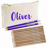 Canvas Pencil Case with 12 Colouring Pencils and 2HB Pencils
