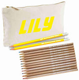 Canvas Pencil Case with 12 Colouring Pencils and 2HB Pencils