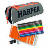 Double Zip Pencil Case with Coloured & 12 Pencils