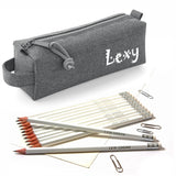 Grey Block Style Pencil Case with Pencils