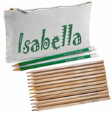 Grey Canvas Pencil Case with 12 Colouring Pencils and 2 HB Pencils