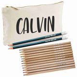 Canvas Pencil Case with 12 Colouring Pencils and 2HB Pencils