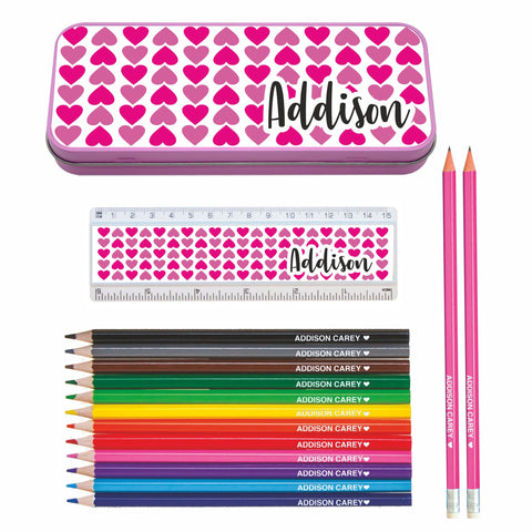 Personalised Tin Set - Heart Design