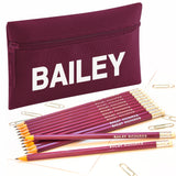 Pencil Case with 12 Embossed HB Pencils
