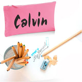 Pink Canvas Pencil Case with 12 Colouring Pencils and 2 HB Pencils