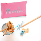 Pink Canvas Pencil Case with 12 Colouring Pencils and 2 HB Pencils