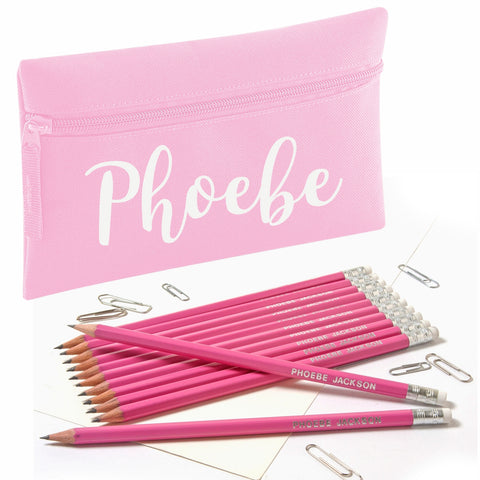 Pencil Case with 12 Embossed HB Pencils