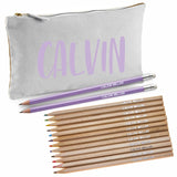 Grey Canvas Pencil Case with 12 Colouring Pencils and 2 HB Pencils