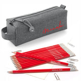 Grey Block Style Pencil Case with Pencils
