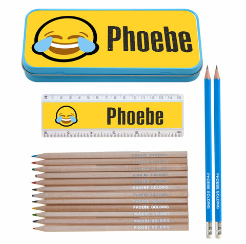 Personalised Tin Set - Smiley Emoji Design